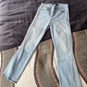 Light Blue Button-Fly Women Jeans